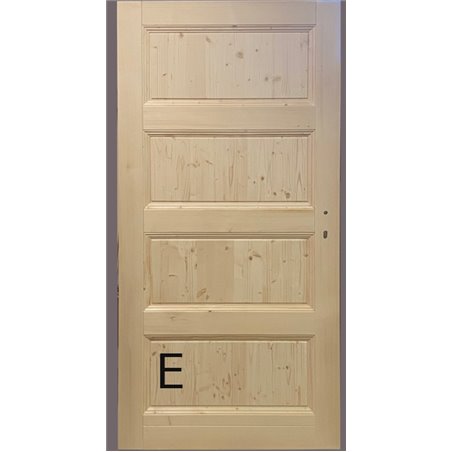 Plné drevené interiérové dvere so štyrmi kazetami bez skla